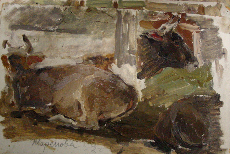 Calves. Sketch.