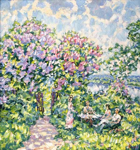 In the garden.