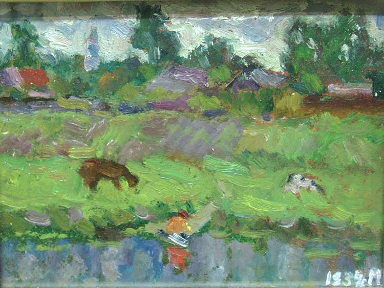 At the river.